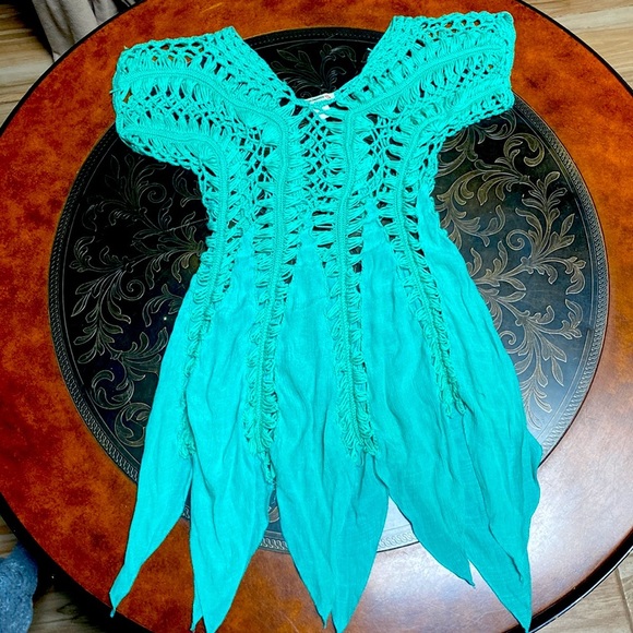 Vivid Importers of NY Cotton Polyester Blend Crochet Tunic Blouse Size S - Picture 6 of 9